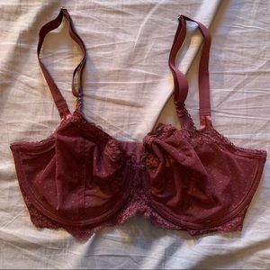 Victoria’s Secret burgundy/ eggplant  lace full coverage bra